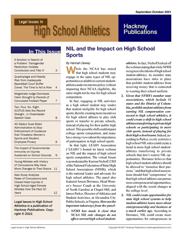Legal Issues in High School Athletics